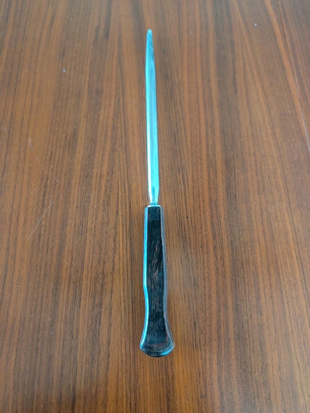 Vintage Flint Honing Rod Sharpening Steel Stainless Steel Wood Handle Japan